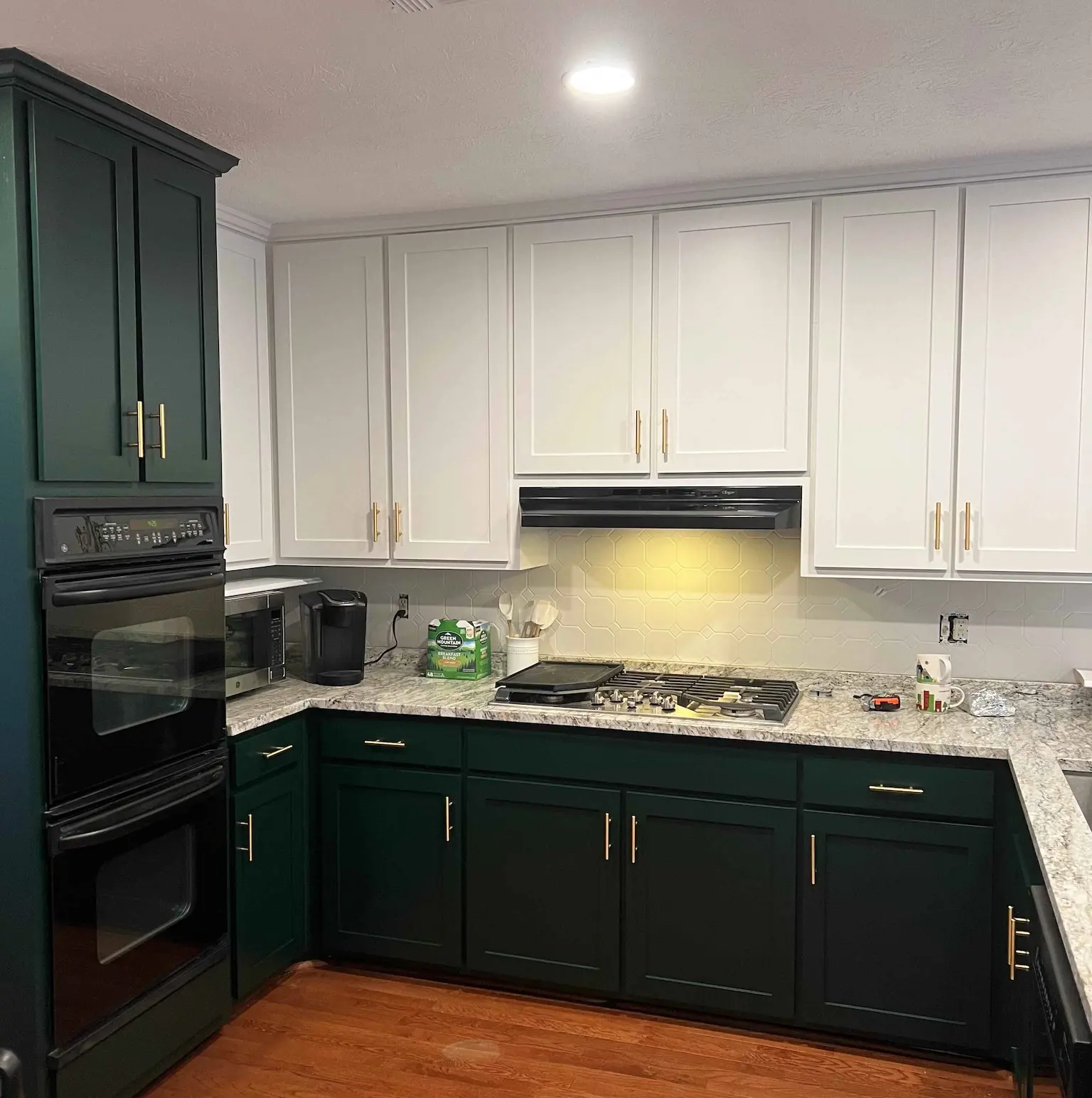 Green and white kitchen